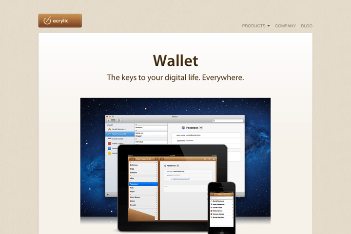 Wallet for Mac website preview